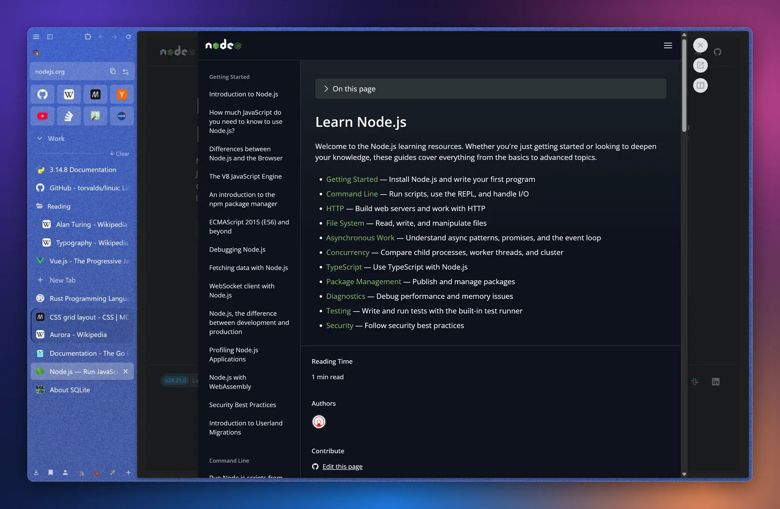 A link previewed in a Glance overlay